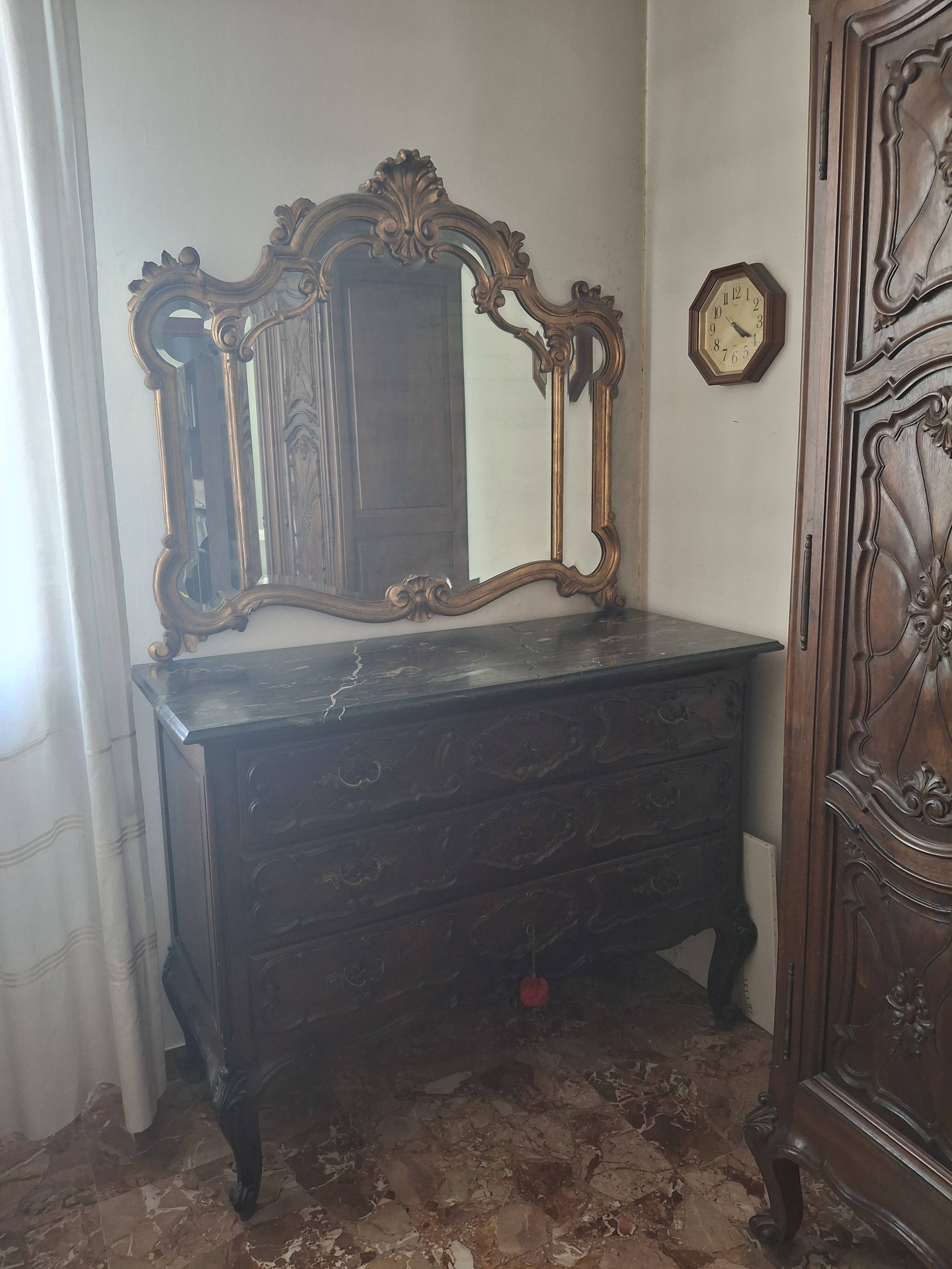 Commode italienne en bois avec miroir, années 1960