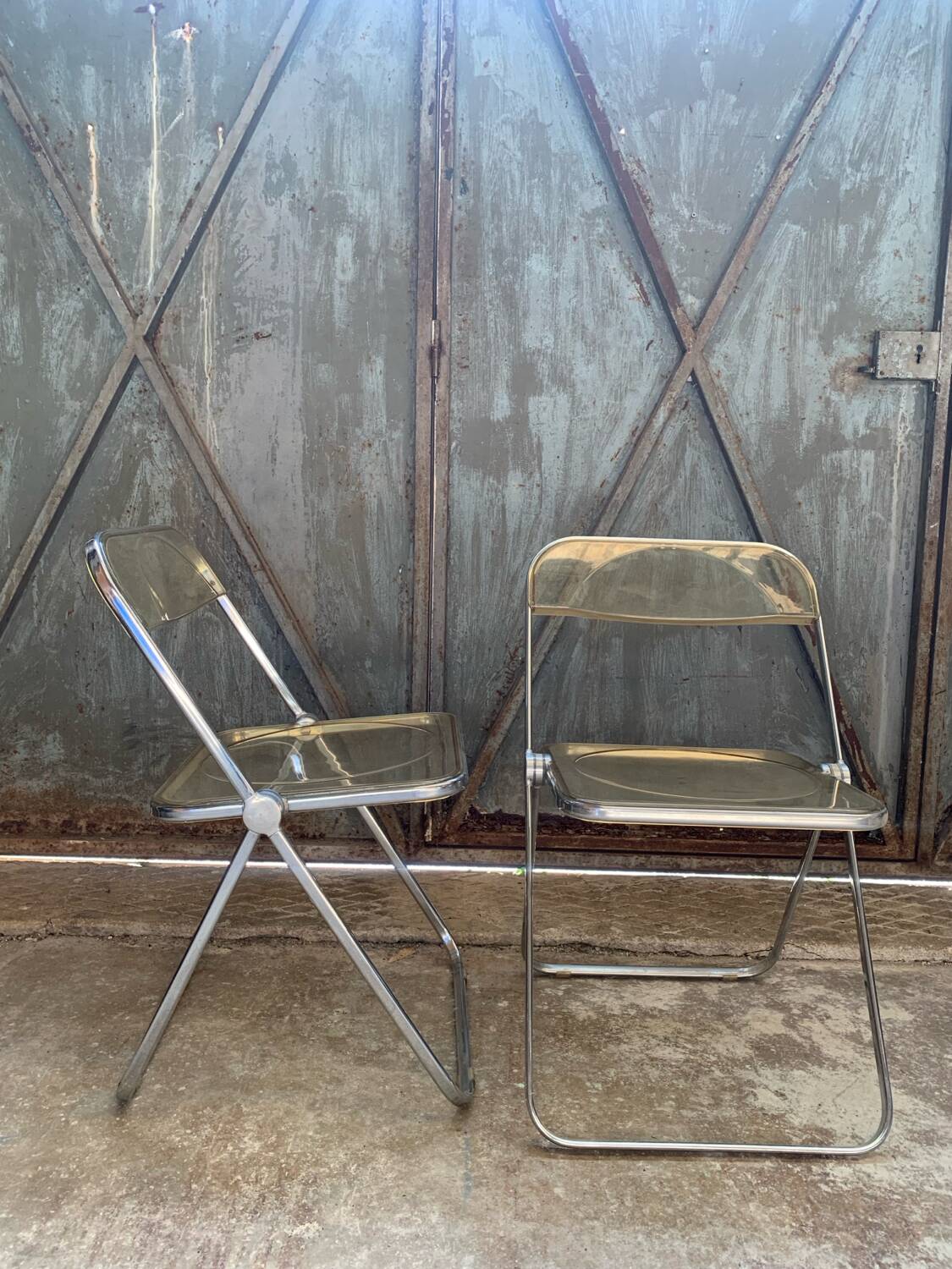 Paire Chaises Plia Jaune Giancarlo Piretti Castelli Vintage
