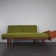 Canapé daybed teck et tissu vert olive, design Ingmar Relling édition Ekornes, 1960s