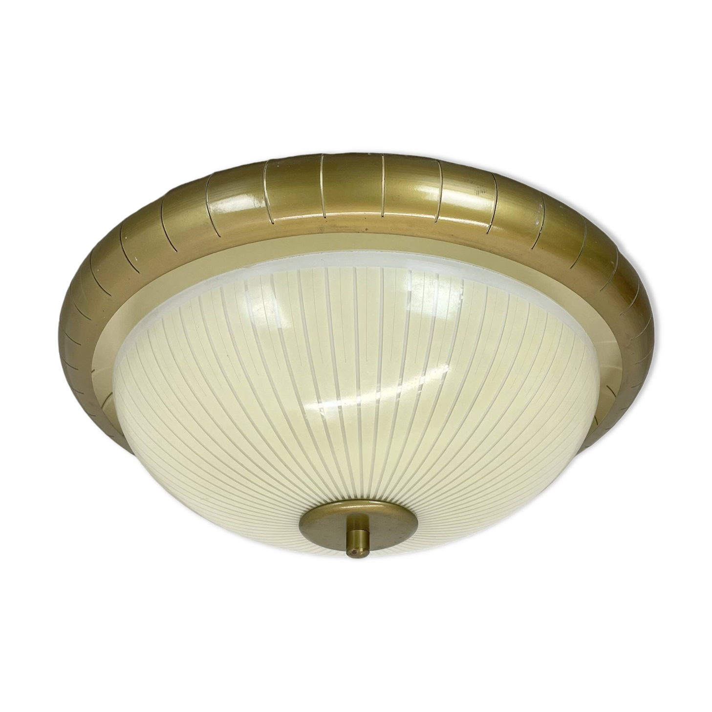 round 36cm metal Gino Sarfatti Style wall Ceiling Light Flushmount, Italy 1950s