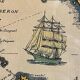 Vintage Atlantic Ocean Marine Map Gold Leaf Frame