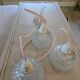 Suspension cascade three globes in cut glass vintage and pink wire