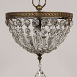 Louis XVI style bronze ceiling light and glass pendants