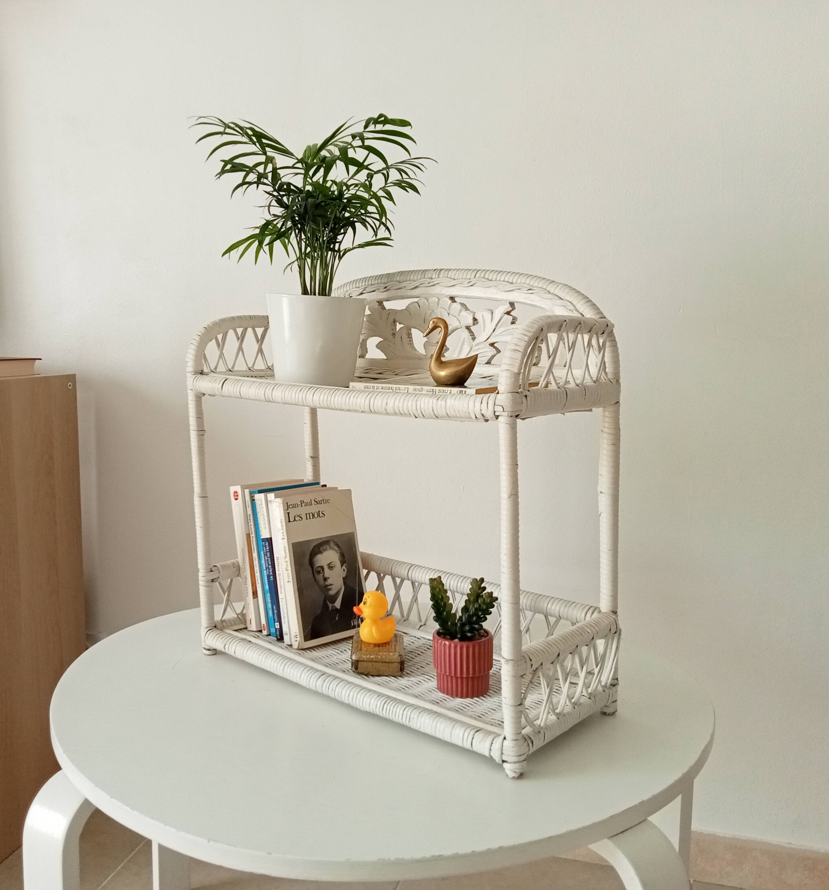 Vintage rattan wall shelf