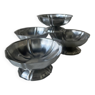 4 vintage stainless steel dessert bowls