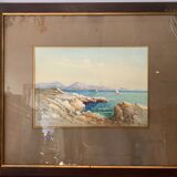 Oil on oak panel animated landscape xix century