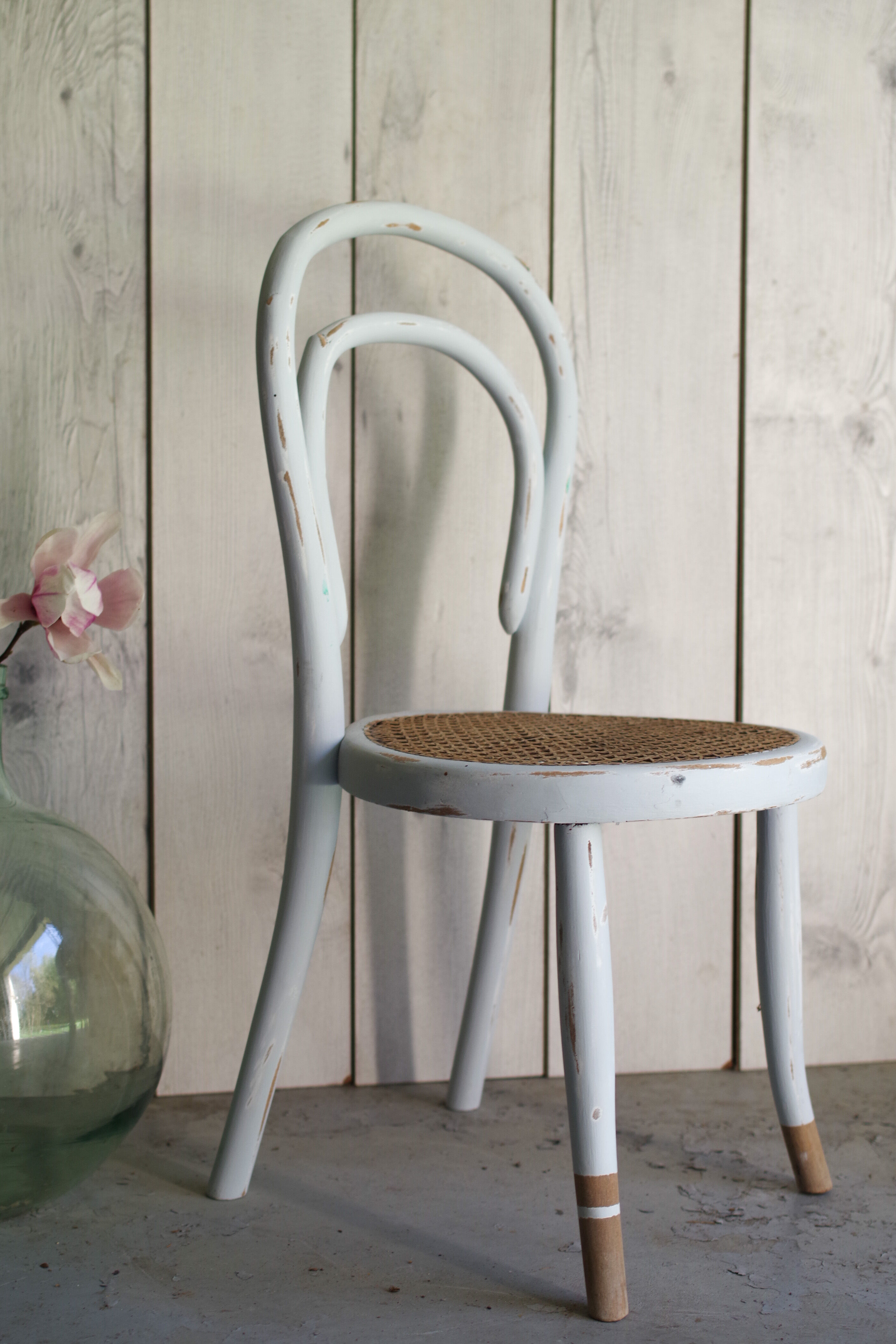 Children's tuna cannage chair renovated in sky blue