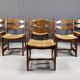 Vintage oak and wicker dining chairs, 1960s