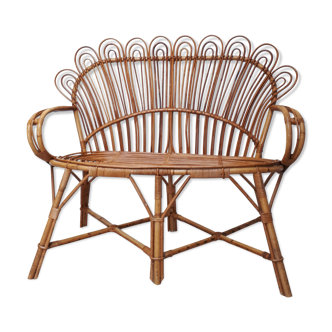 Rattan bench from the 1960s