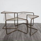 Modular Metal and Glass Coffee Tables, 1960s, Set of 4
