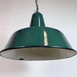 Large Industrial Green Enamel Factory Pendant Lamp, 1960s