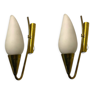 Opaline glass sconces, 1950s, set of 2