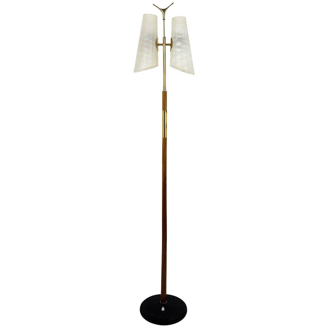 Mid-century brass floor lamp by Rupert Nikoll, Austria, 1950s.