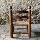 Rustic oak and straw chair, France 1940s