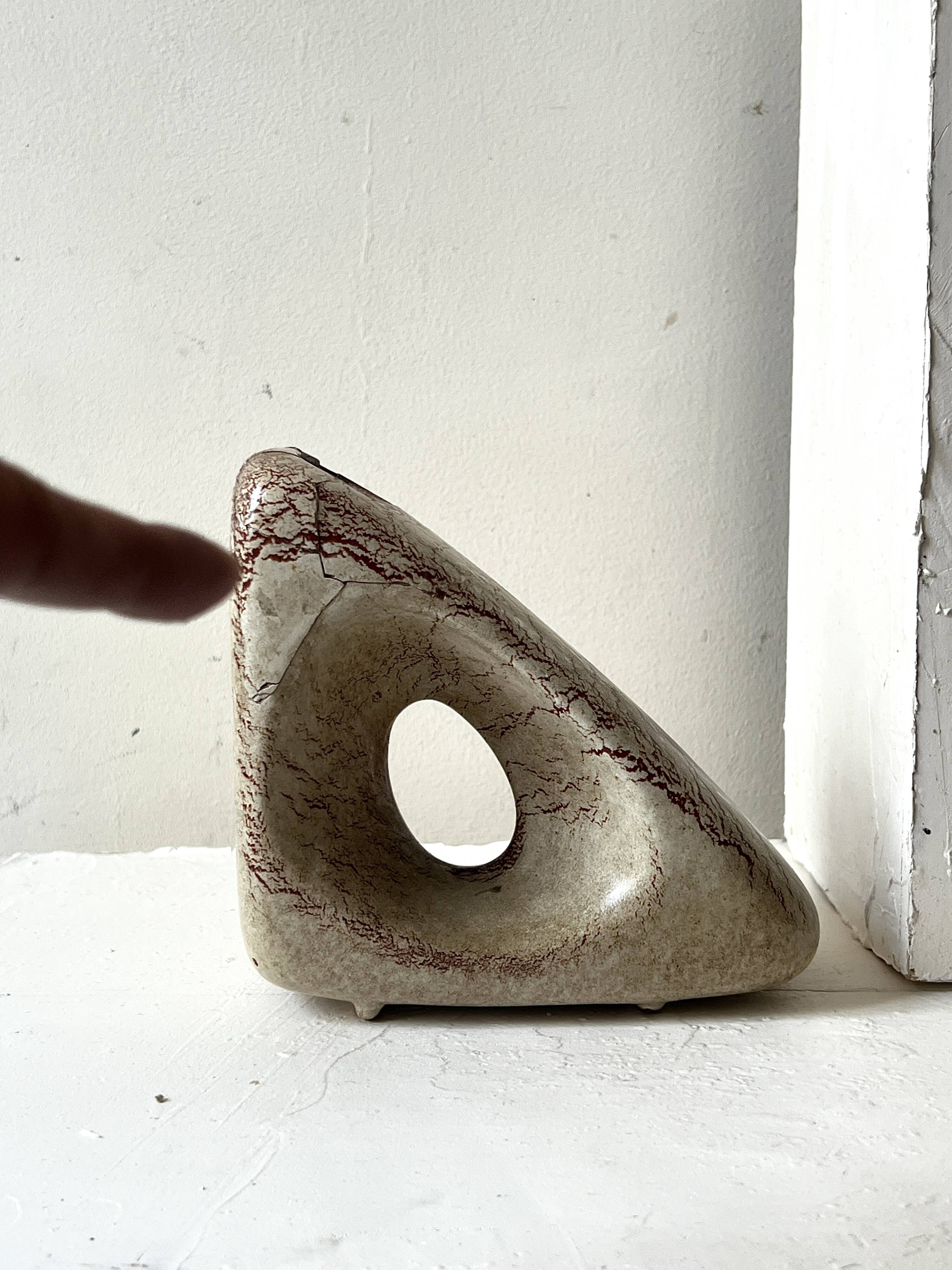 Sculptural and graphic ceramic vase by Bertoncello, Italy 1970