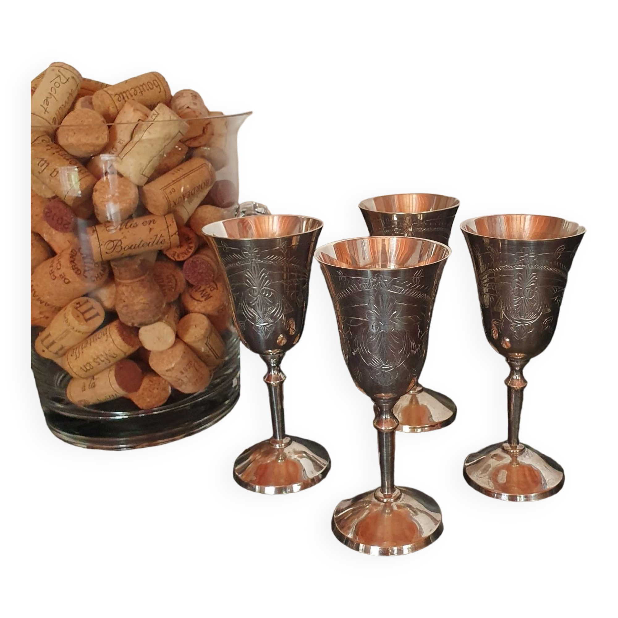 Silver metal glasses