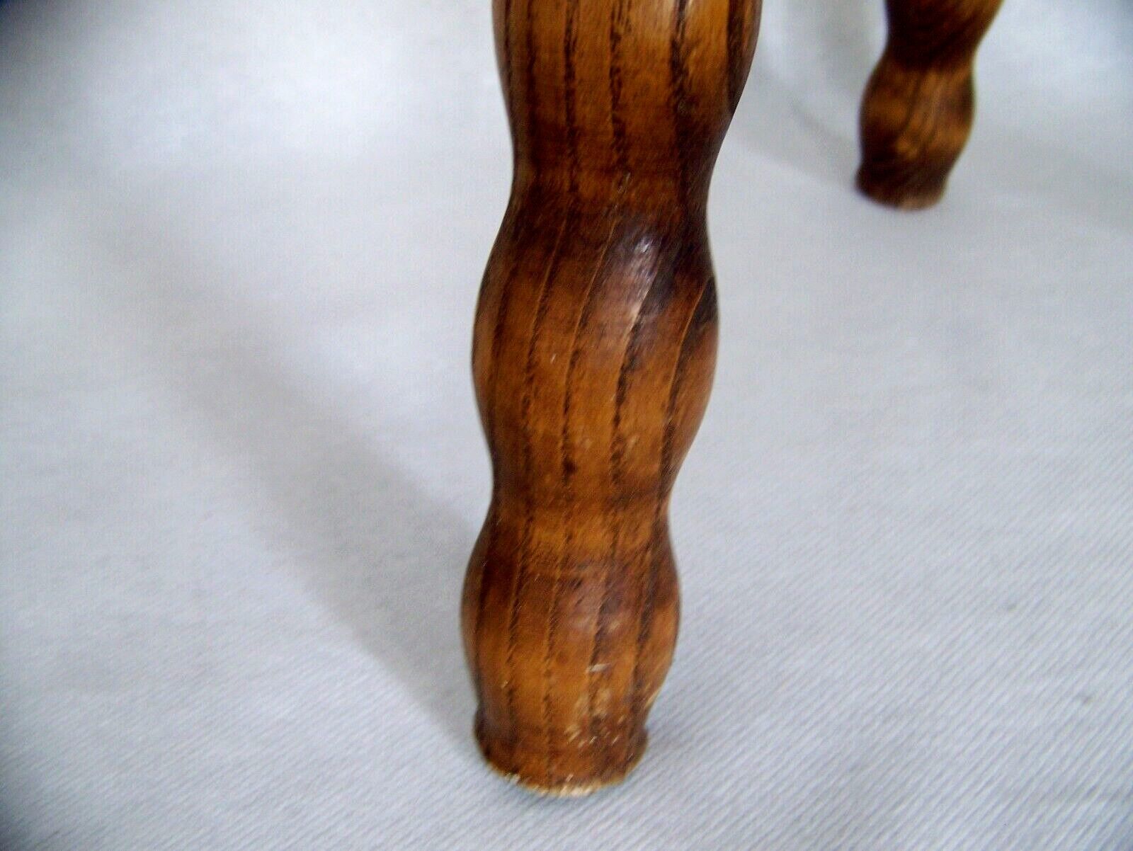 French vintage traditional handmade half moon milking stool with bobbin leg