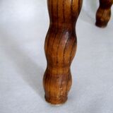 French vintage traditional handmade half moon milking stool with bobbin leg