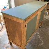 Green buffet and raw wood