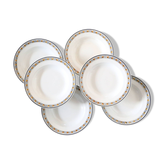 Set of 6 soup plates, Digoin Sarreguemines, Valence model