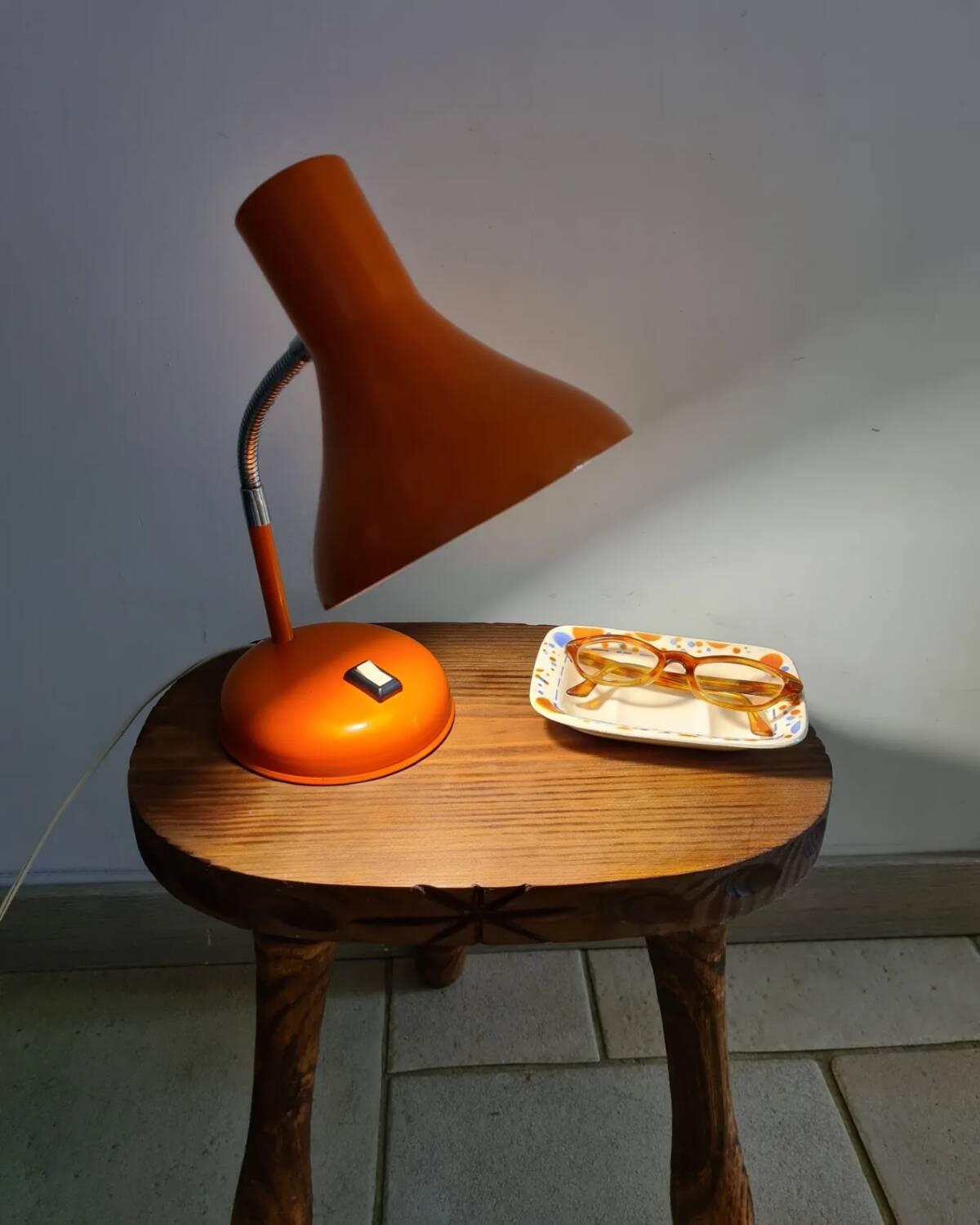 Orange desk or bedside lamp from the 50s