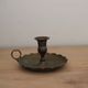 Antique hand candlestick in patinated brass – Vintage cellar rat