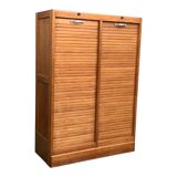 Antique oak tambour door filing cabinet, H120