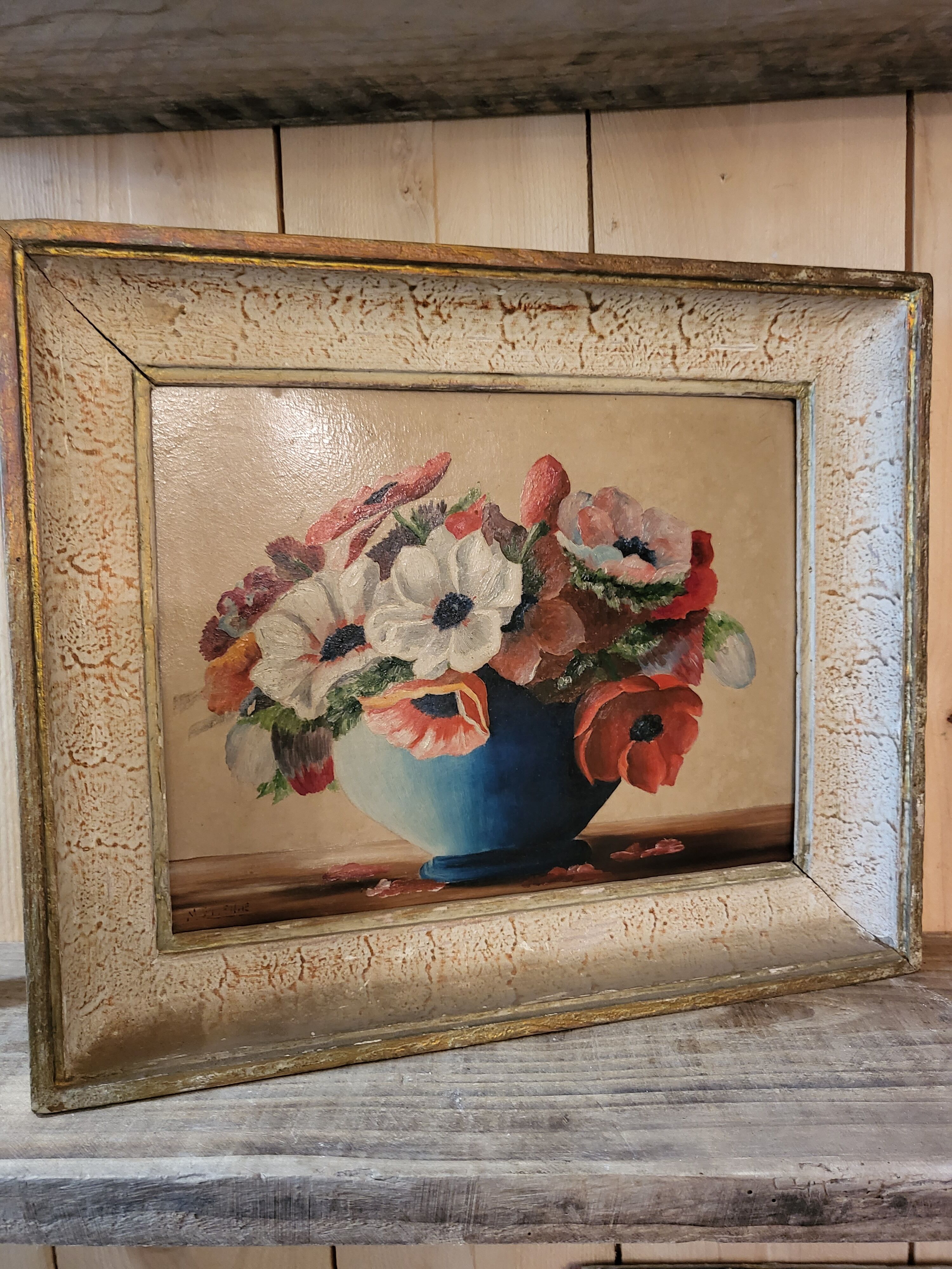 Oil on panel "Anemones"