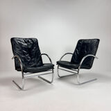 Set of 2 postmodern leather lounge chairs, 1980s