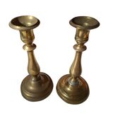 Coppia di Candelabri Antichi in Ottone - Stile Classico h 21 cm