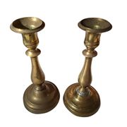 Coppia di Candelabri Antichi in Ottone - Stile Classico h 21 cm