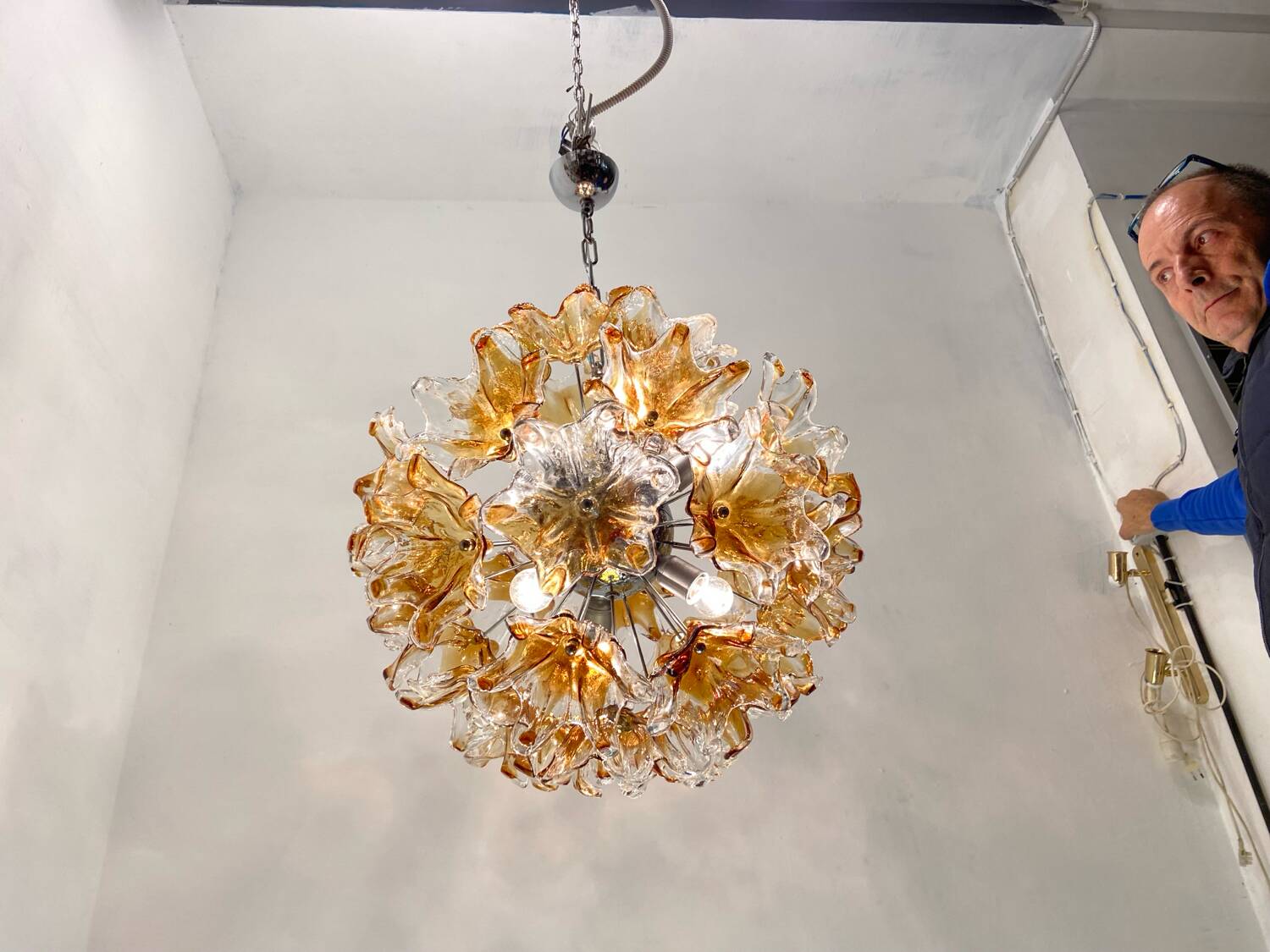 Lustre Spoutnik en verre de Murano