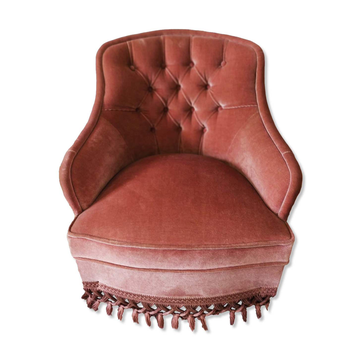 Pink velvet toad armchair