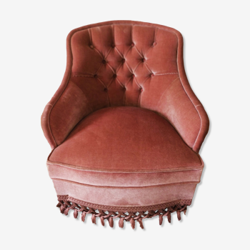 Fauteuil crapaud velours rose