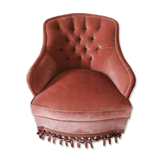 Pink velvet toad armchair