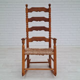 Rocking-chair, oak wood, natural fiber
