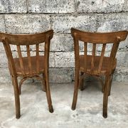Pair of bistro chairs troquet Parisien in curved wood 1950