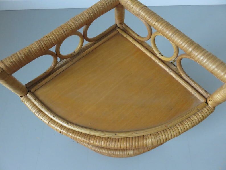 Wall angle shelf in rattan 60s 70s