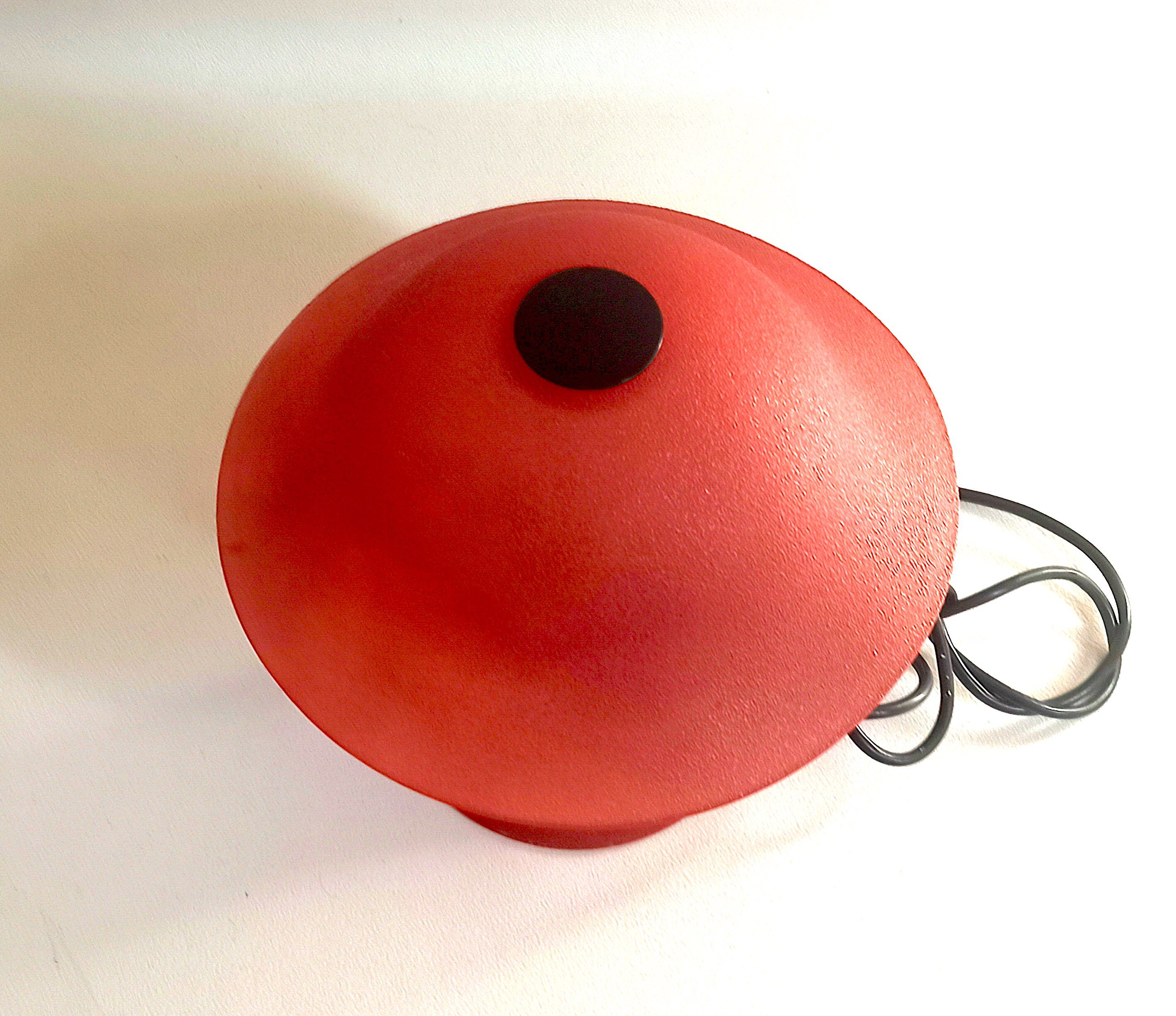 Vintage mushroom lamp red glass frosted effect