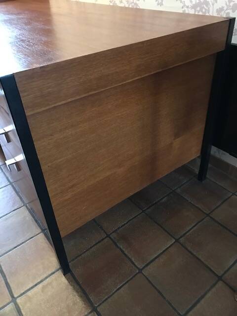 Pierre Paulin CM 223 desk, mahogany and chrome, Thonet edition, 1950