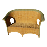 Sofa bench rattan and wicker vintage 1970