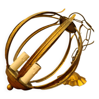 Gold metal cage chandelier