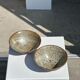 Duo of ceramic bowls interior glazed exterior matt raw earth