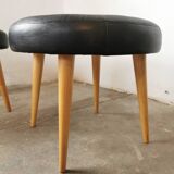 Pair of Scandinavian stools in black leather