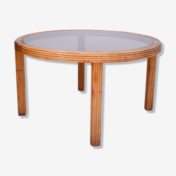 Rattan round dining table, 1970