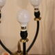 Table lamp from the early 1950s, brass sphere with spikes.