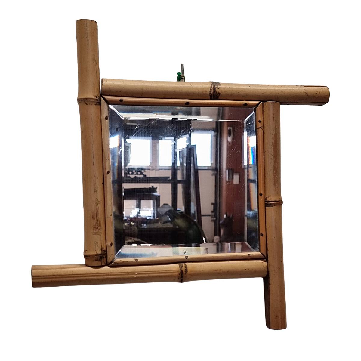 Antique French Bamboo Mirror, late 1800s