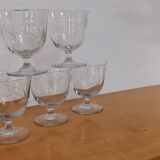 Vintage set of 5 glasses engraved on feet