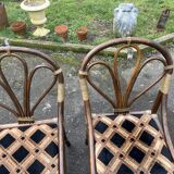 Set of 3 rattan armchair chairs