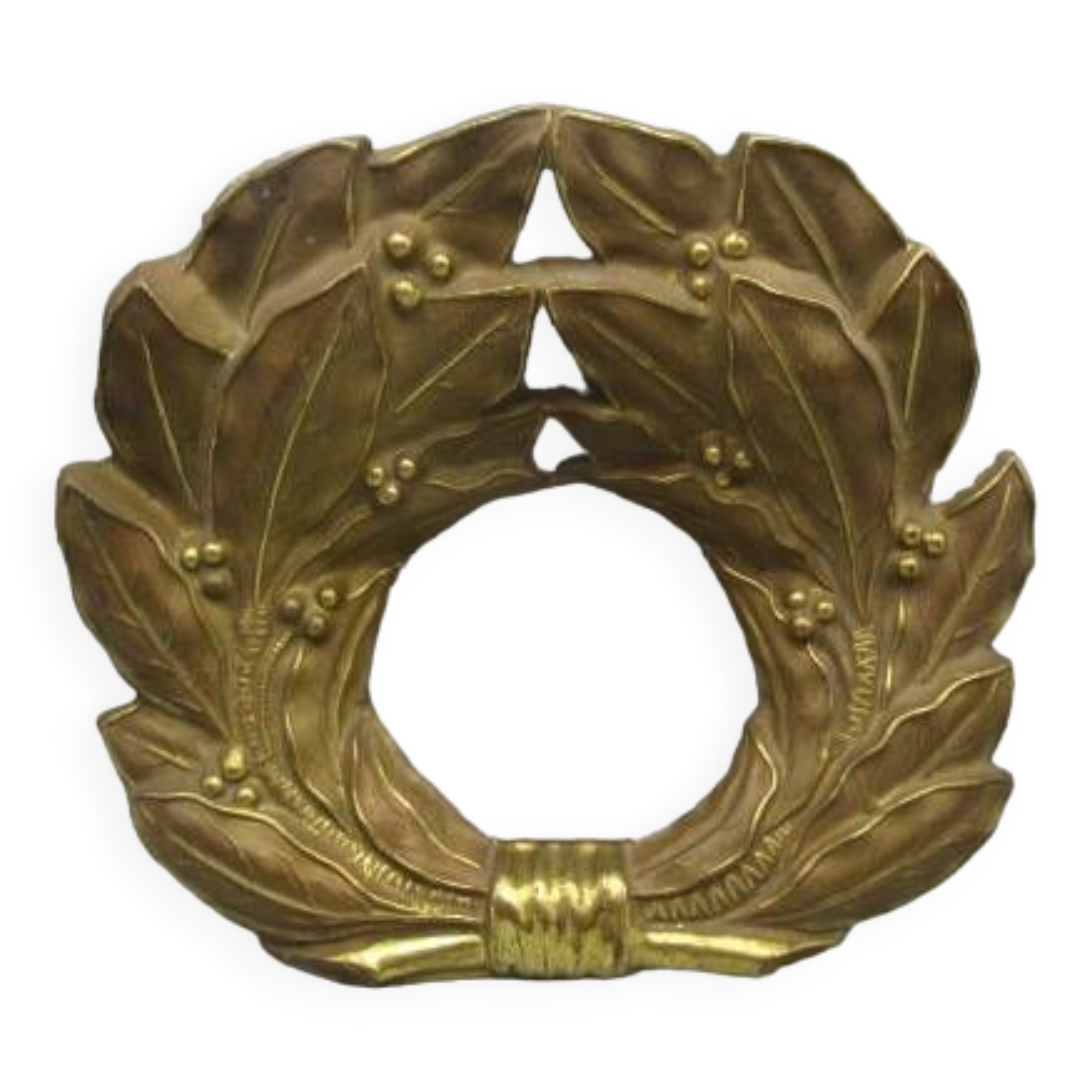 Old ornament in embossed brass - laurel wreath